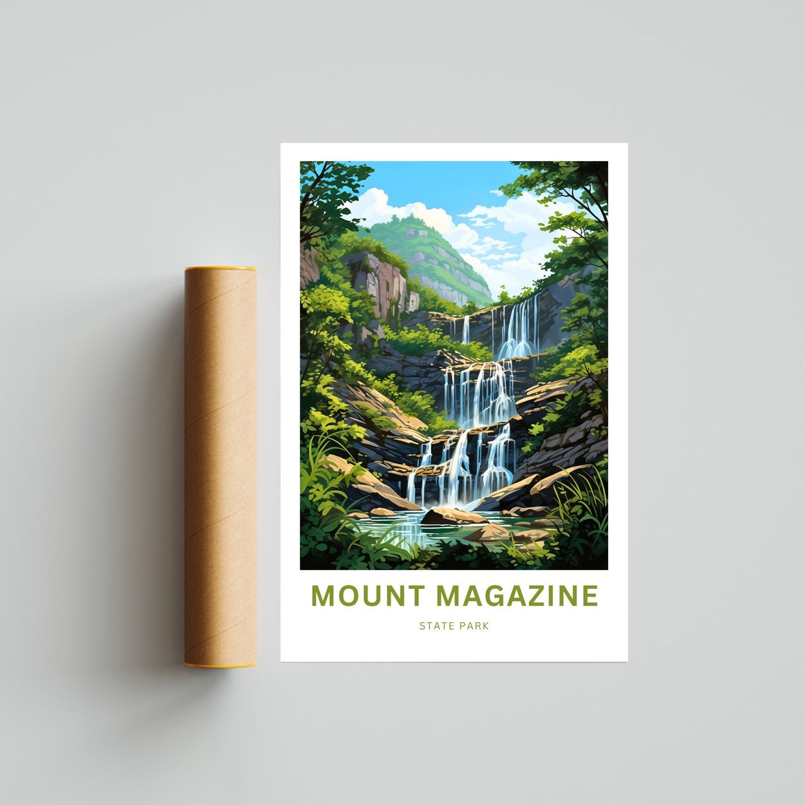 Personalized Mount Magazine State Park Waterfall Travel Poster - Image 4