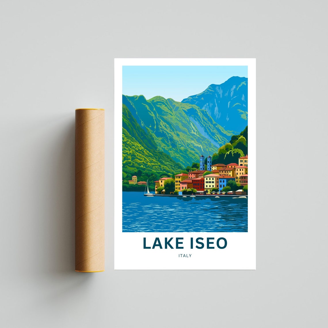 Personalized Lake Iseo Italy Lakeside Village Custom Text Poster - Image 4