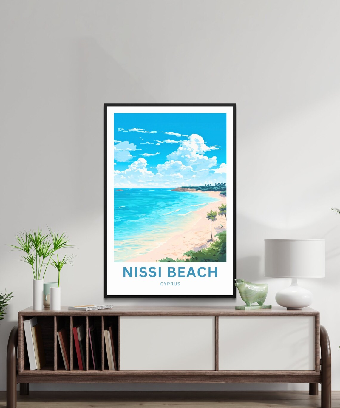 Nissi Beach Cyprus Turquoise Sea Palm Fringed Beach Travel Poster - Image 4