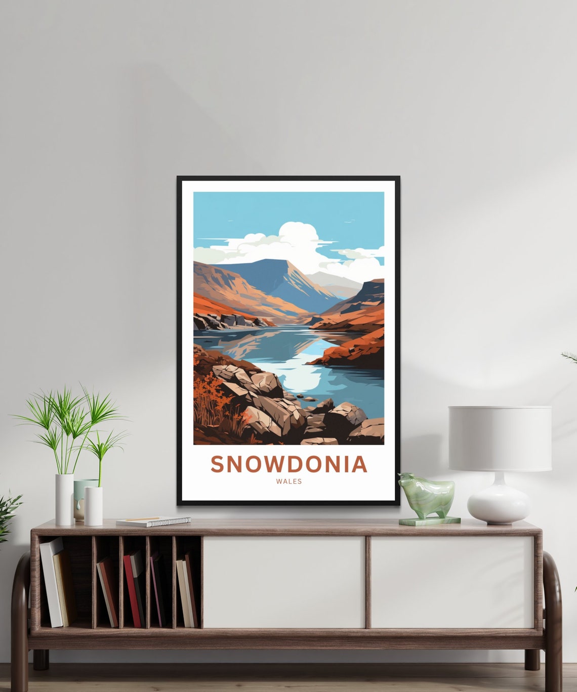 Snowdonia Wales Autumn Valley Lake Mountain Reflection Poster - Image 2