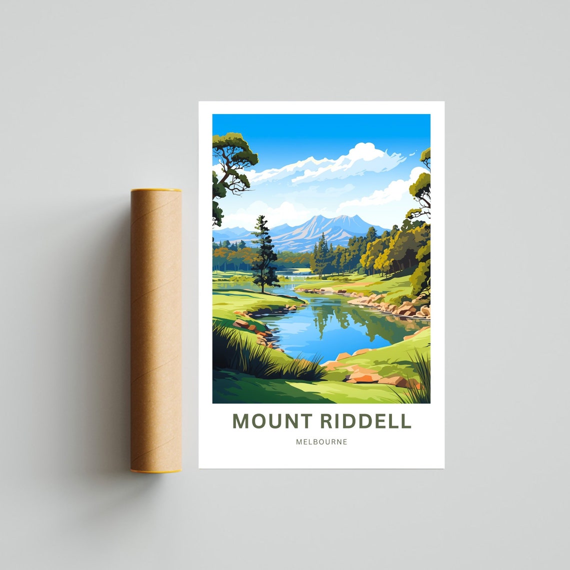 Mount Riddell Melbourne Scenic River Valley Nature Travel Poster - Image 4
