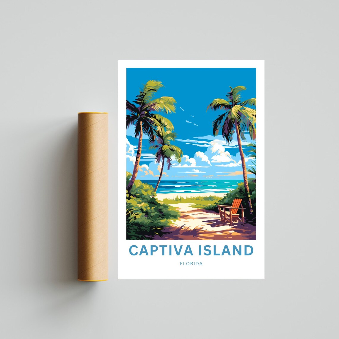 Captiva Island Florida Beach Trail Chair Ocean Travel Poster - Image 4