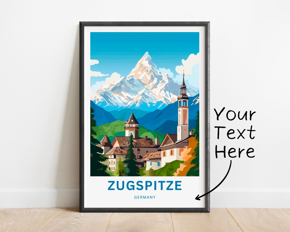 Zugspitze Germany Bavarian Village Towers Snow Custom Art Poster