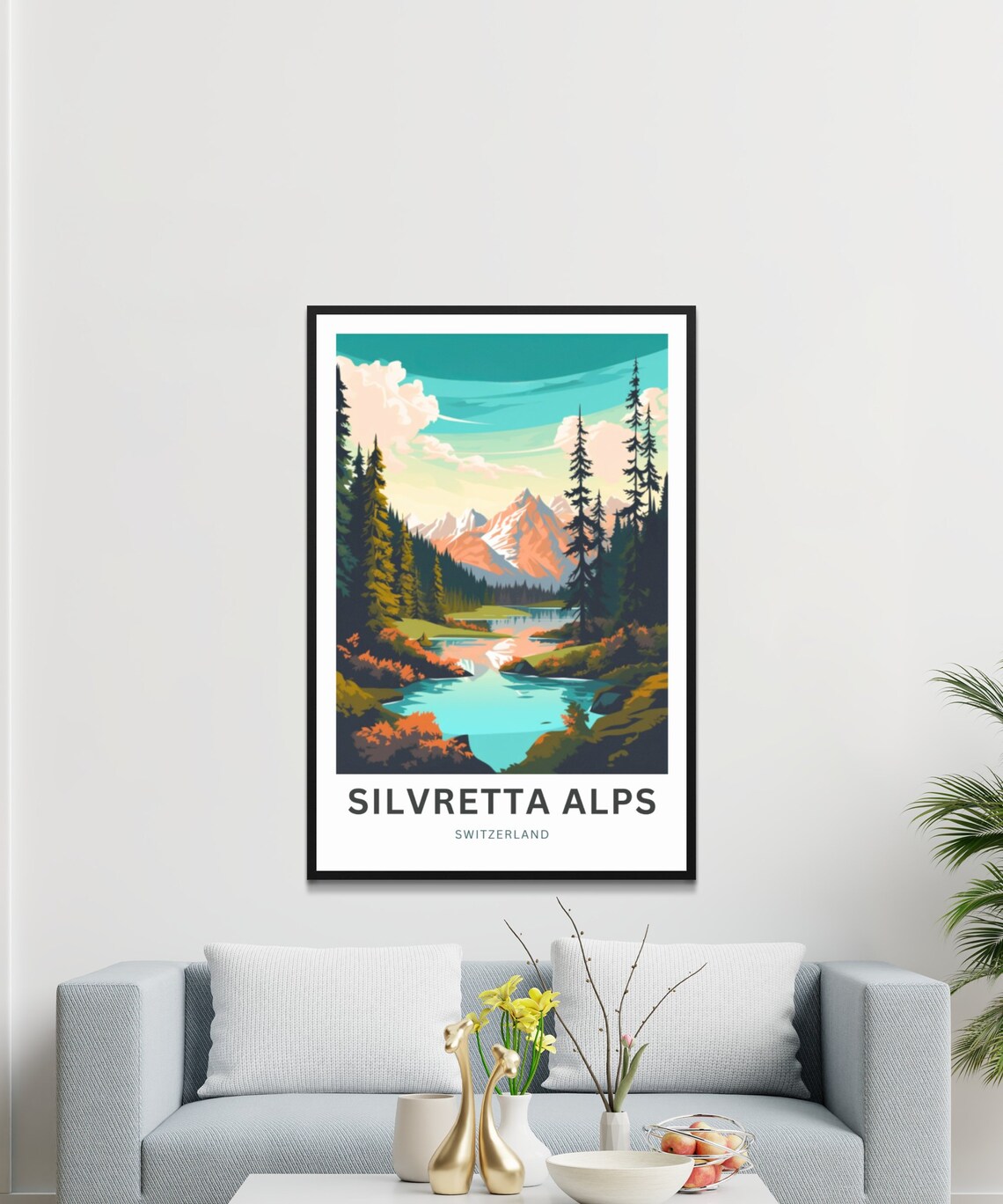 Personalized Silvretta Alps Switzerland Alpine Lake Pines Poster - Image 3