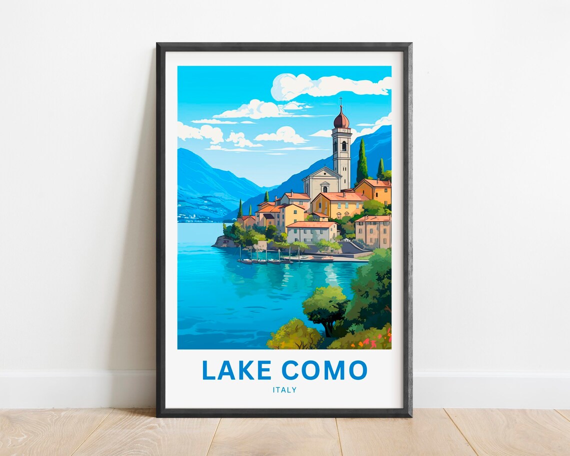 Personalized Lake Como Travel Poster, Italy Present