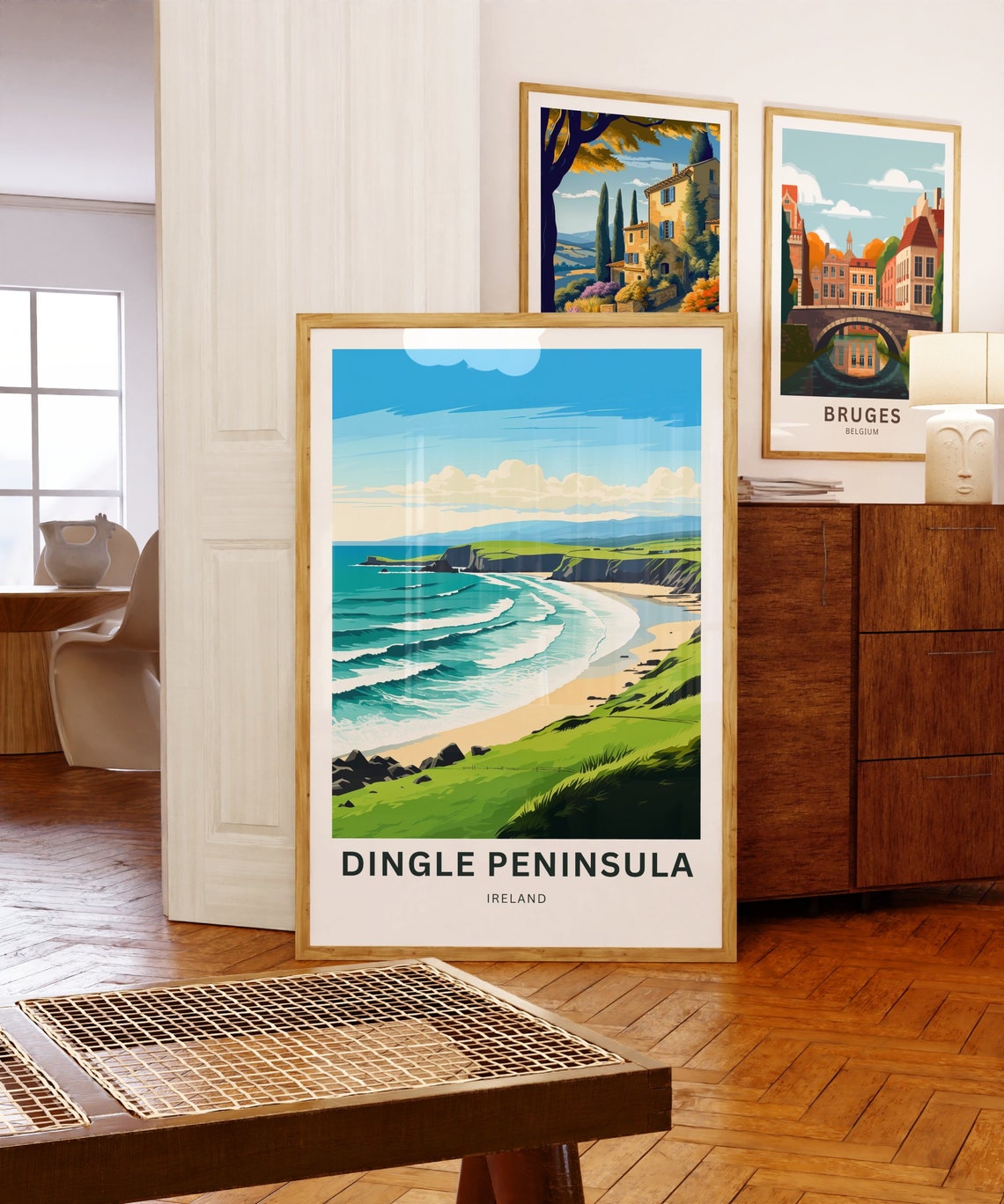 Dingle Peninsula Ireland Curved Sandy Bay Cliffs Travel Poster - Image 5