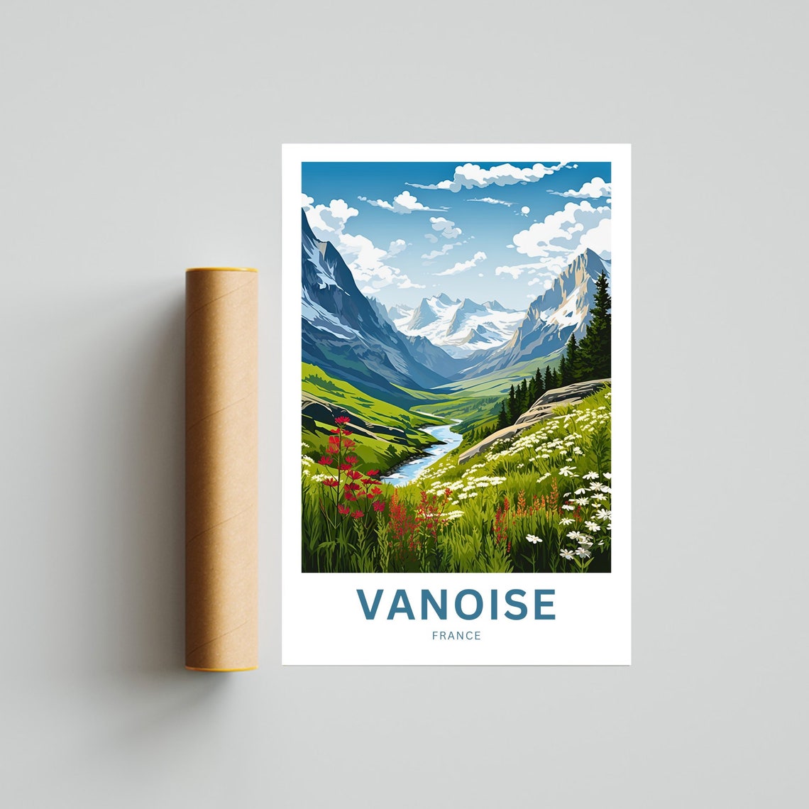 Vanoise French Alps Stream Valley Personalized Travel Poster - Image 4