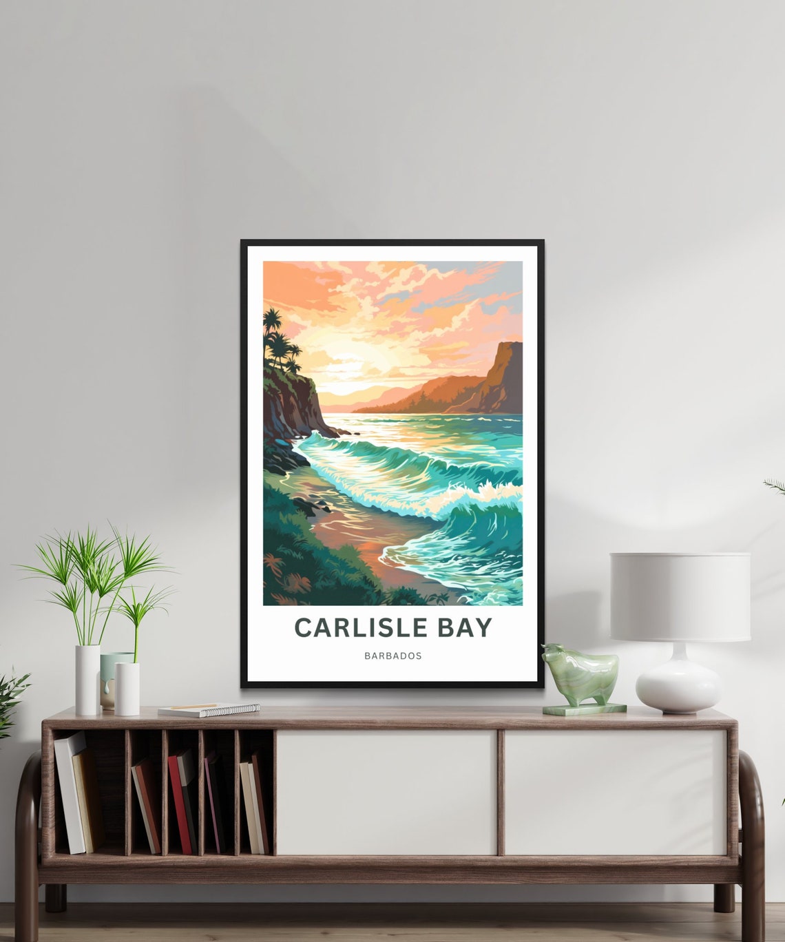 Carlisle Bay Barbados Personalized Sunset Beach Waves Travel Poster - Image 2