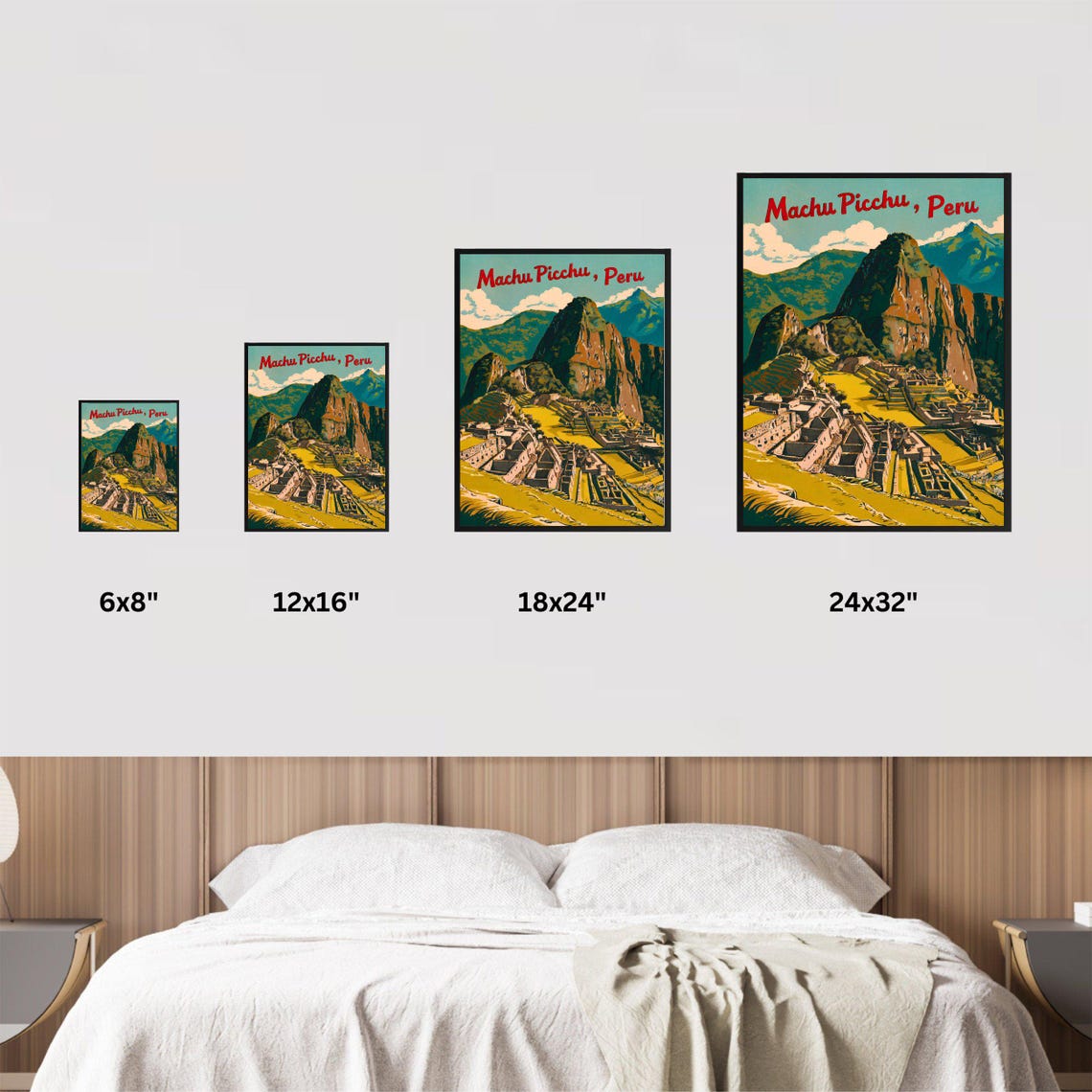 Machu Picchu Peru Ruins Valley Script Lettering Travel Poster - Image 4