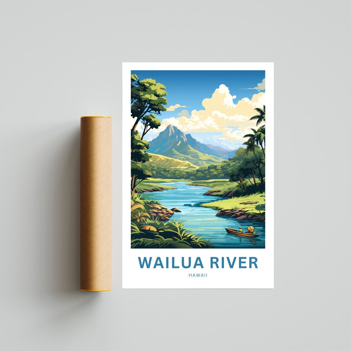 Wailua River Hawaii Island Canoe Adventure Personalized Poster - Image 4