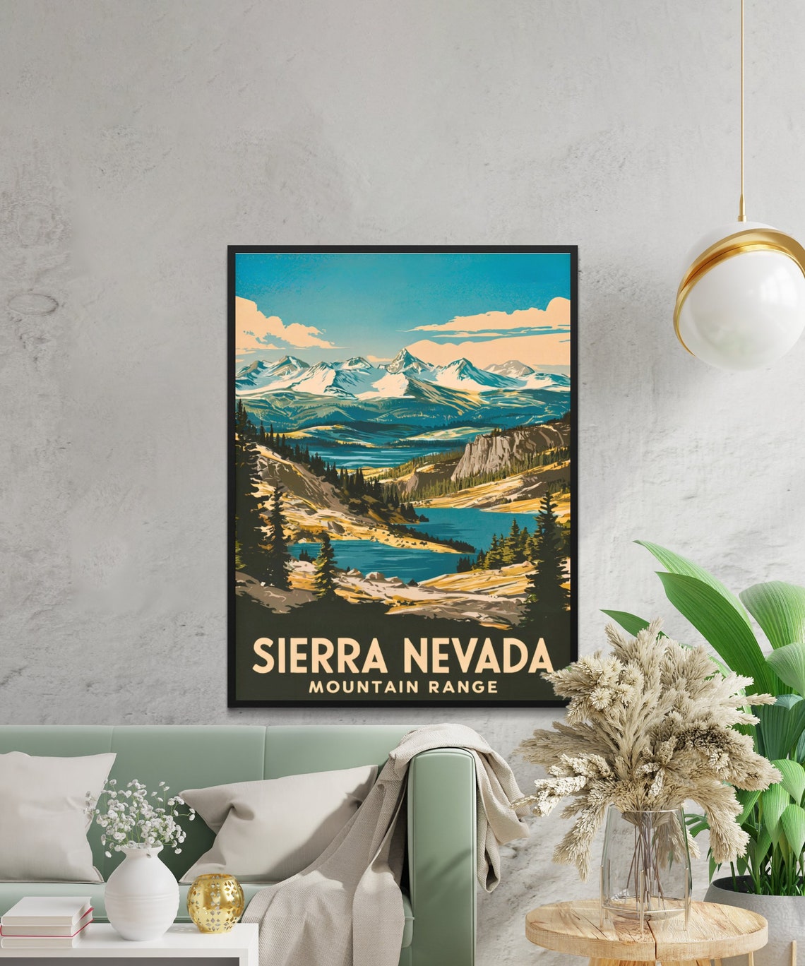 Sierra Nevada Mountain Range Alpine Lake Vintage Travel Poster - Image 3