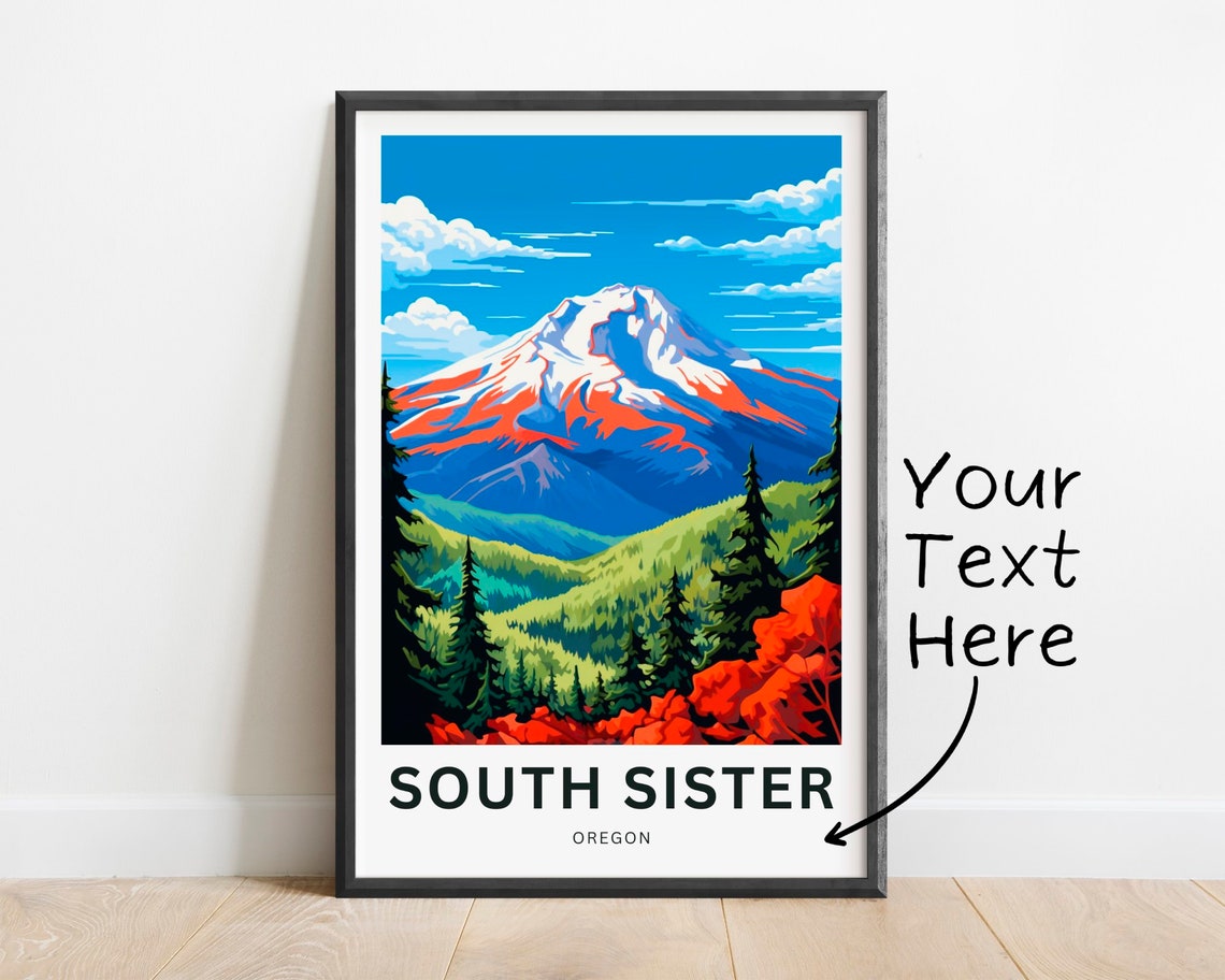 Personalized South Sister Oregon Fall Colors Mountain Travel Poster