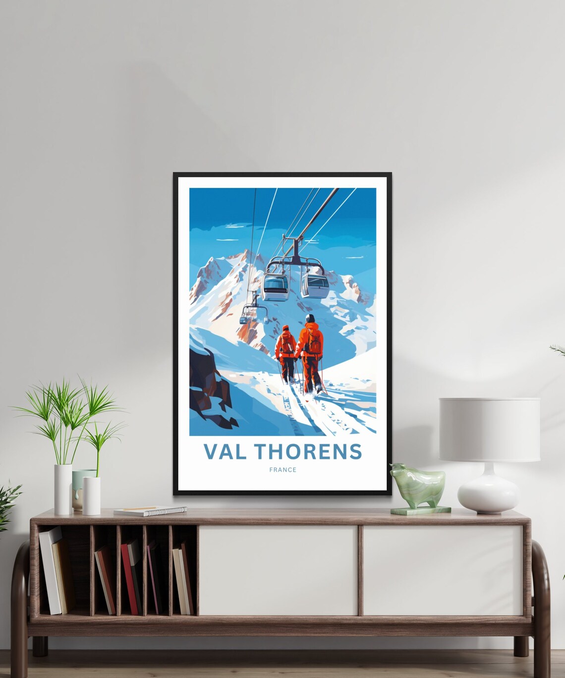 Val Thorens France Alpine Ski Resort Gondola Vintage Travel Poster - Image 2