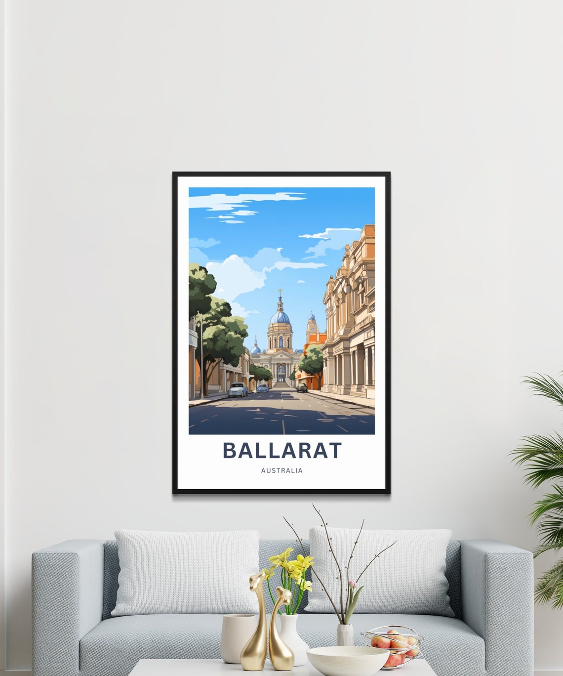 Ballarat Australia Historic Streetscape Domed Building Art Poster - Image 3