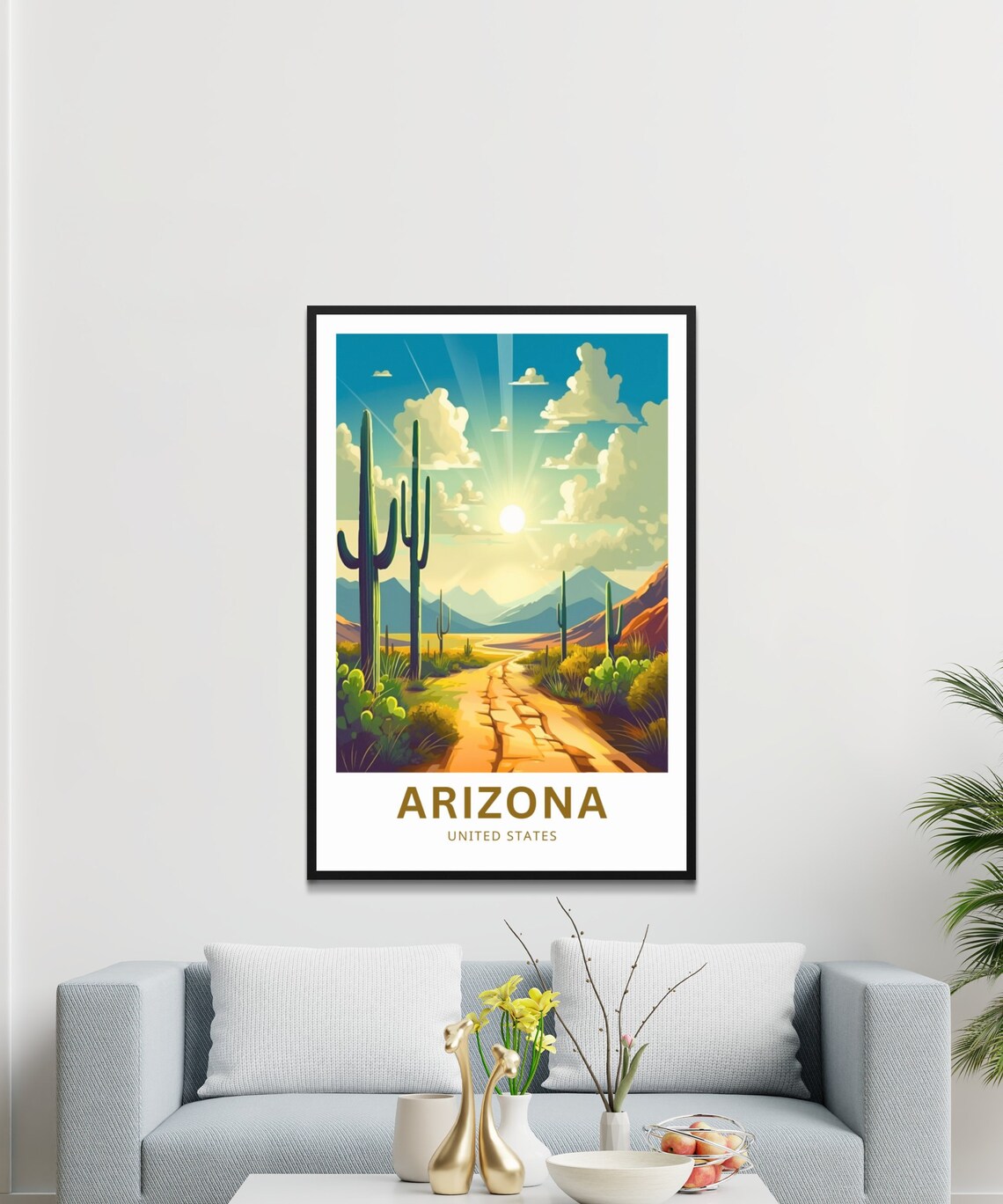 Arizona Desert Sunrise Saguaro Cactus Trail Vintage Travel Poster - Image 3