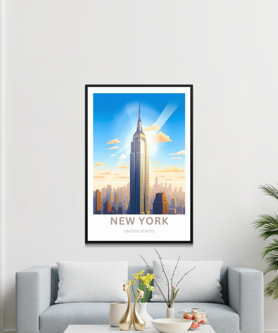 New York City Empire State Building Skyline Retro Travel Poster - Image 3