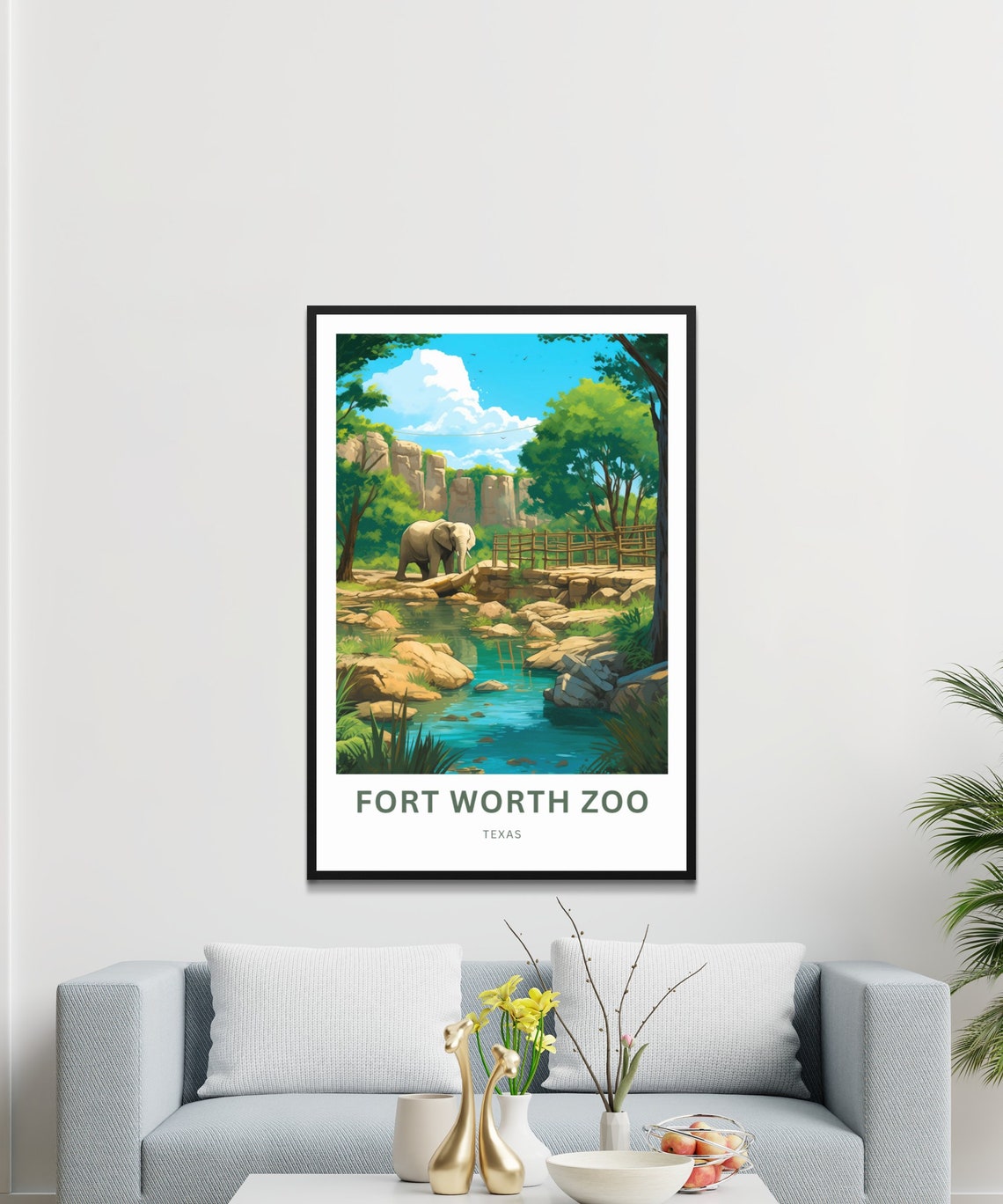 Personalized Fort Worth Zoo Texas Elephant Custom Text Poster - Image 3
