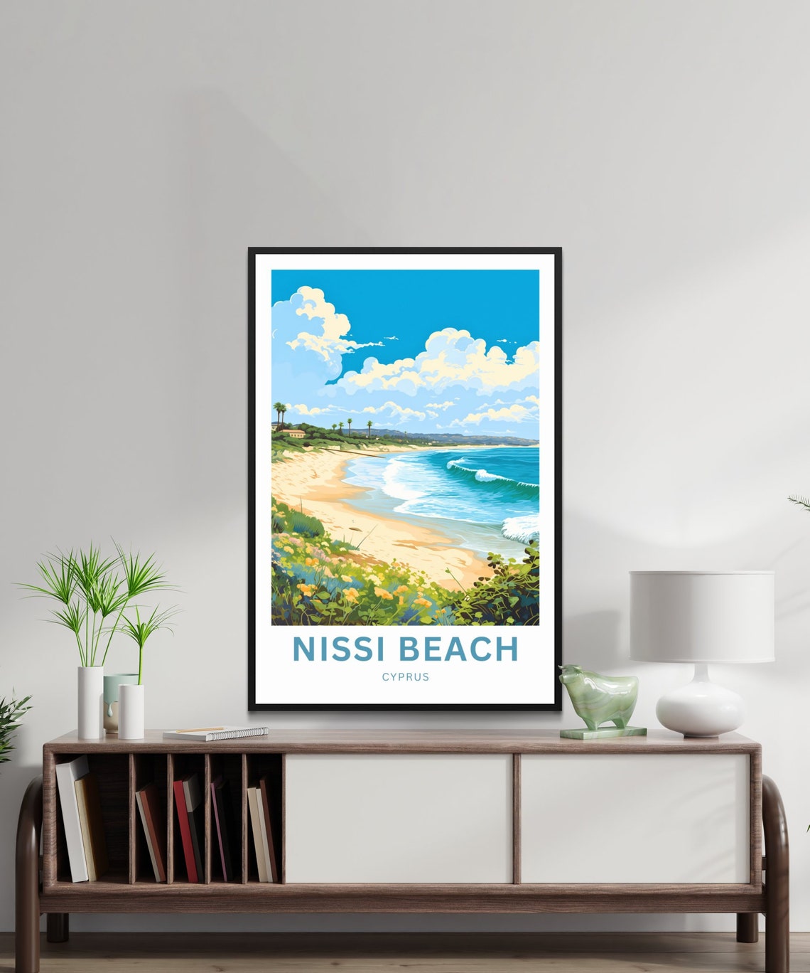 Nissi Beach Personalized Palm Shore Waves Cyprus Travel Poster - Image 3