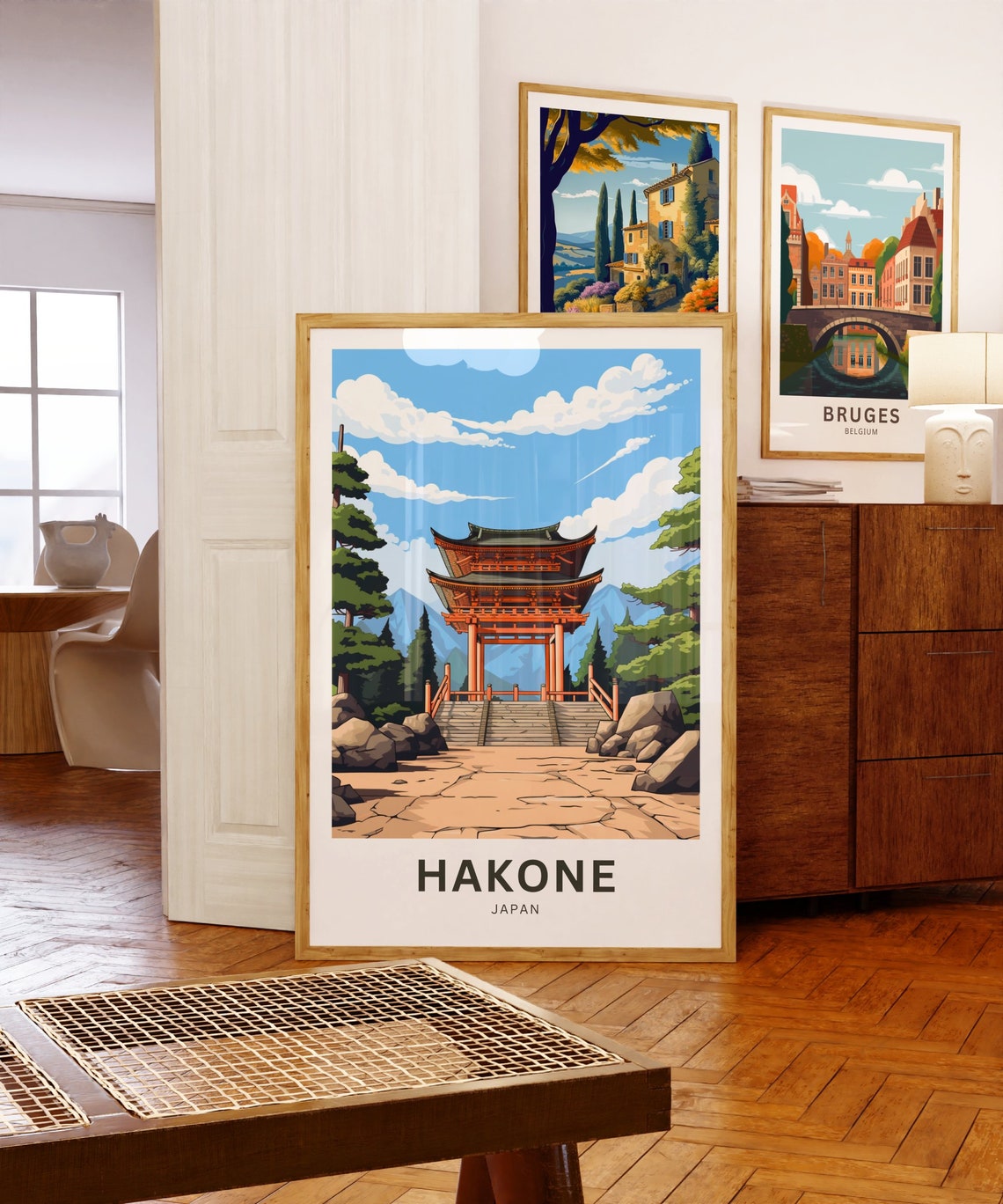 Hakone Japan Red Temple Gate Mountain View Vintage Travel Poster - Image 5