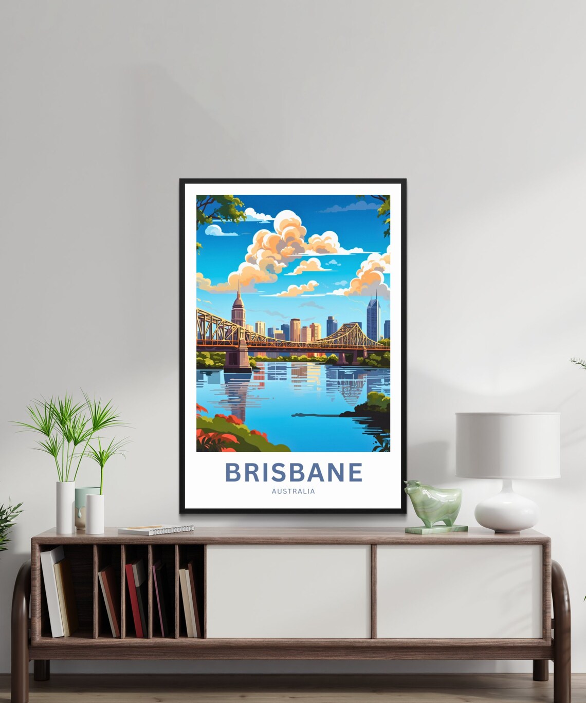 Brisbane Australia Historic Story Bridge River Skyline Travel Poster - Image 2