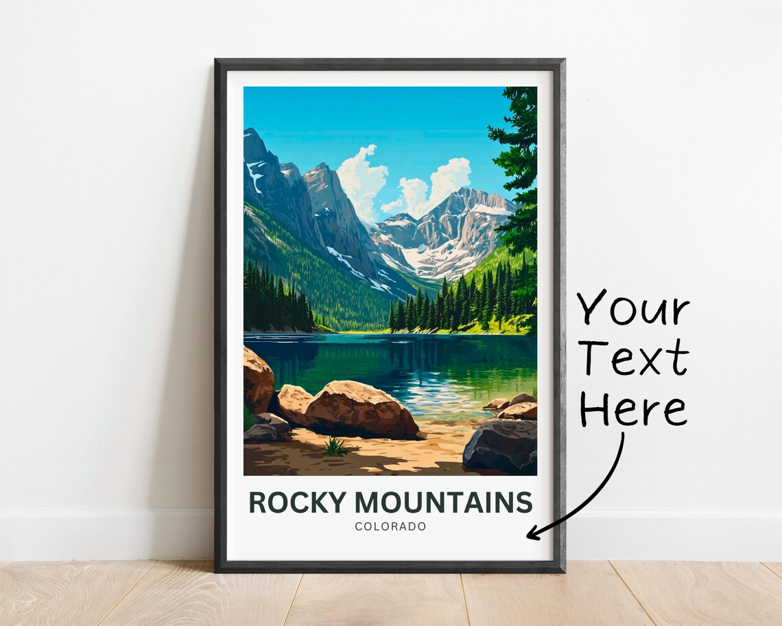 Rocky Mountains Colorado Rocky Shore Alpine View Travel Poster - Image 2