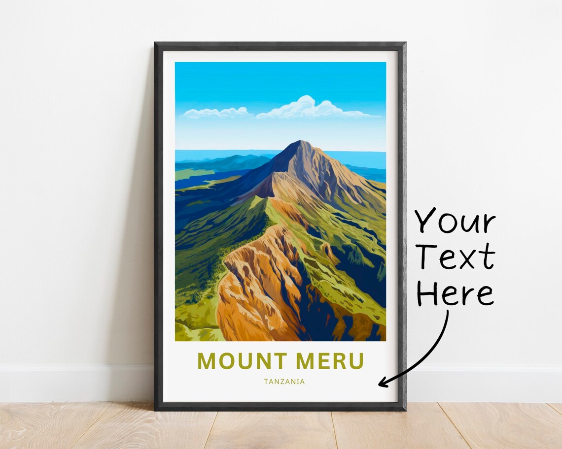 Mount Meru Tanzania Rugged Volcano Rocky Ridge View Travel Poster