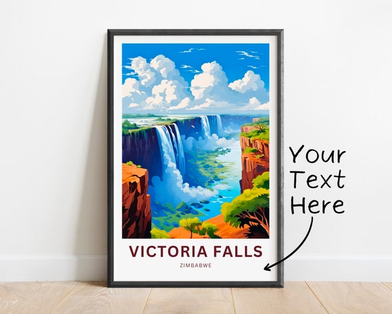 Personalized Victoria Falls Travel Print Victoria Falls Poster Zimbabwe Wall Art Framed Present Gift Africa Present