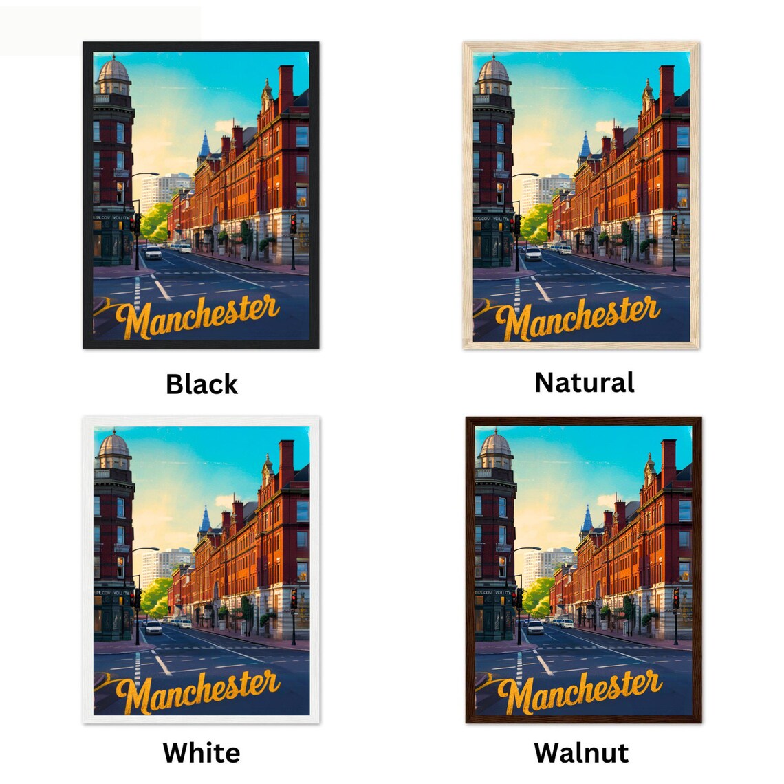 Manchester England Vintage Red Brick Street Retro City Poster - Image 4