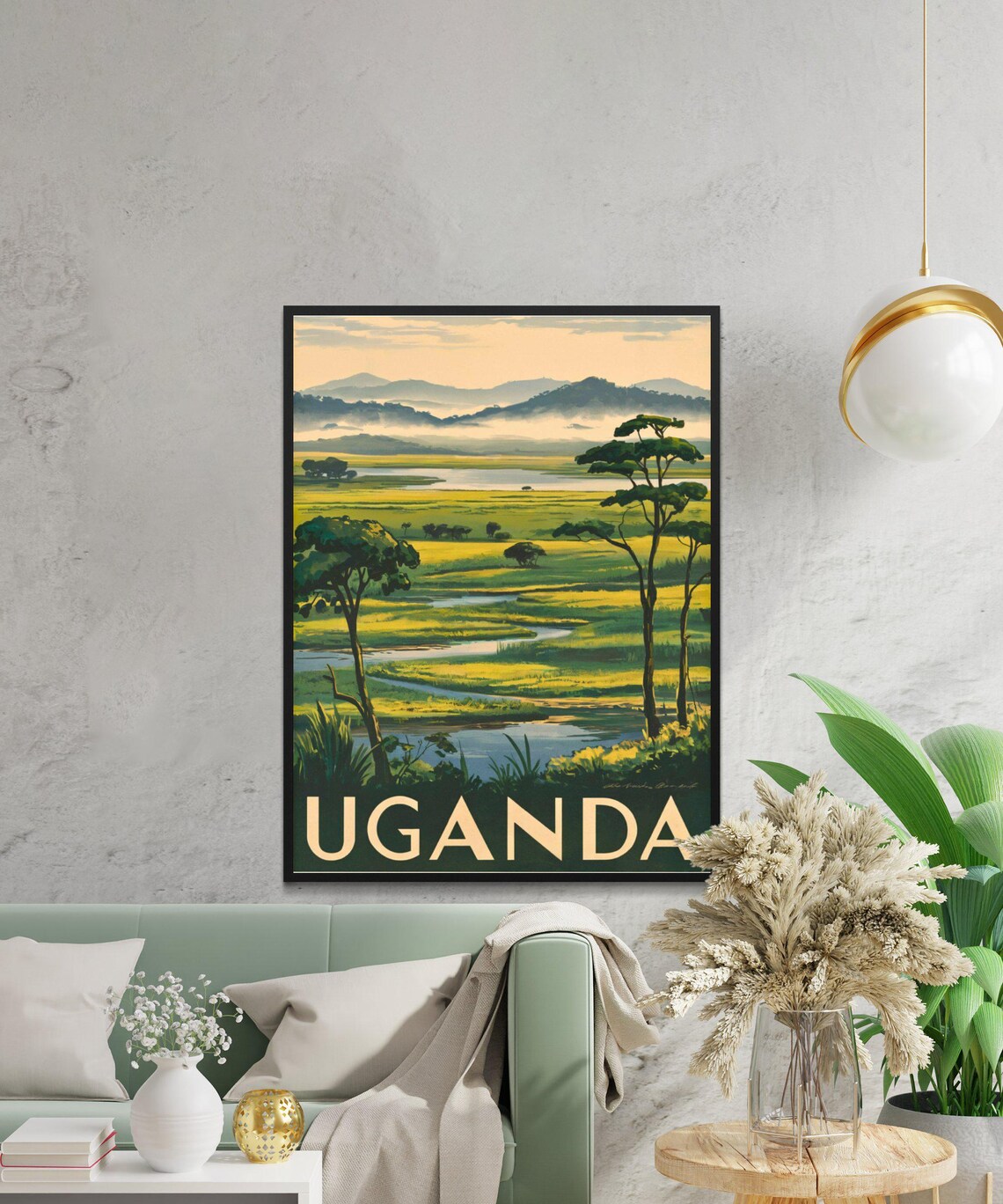Uganda East Africa Wetland Savanna Serene Landscape Travel Poster - Image 3
