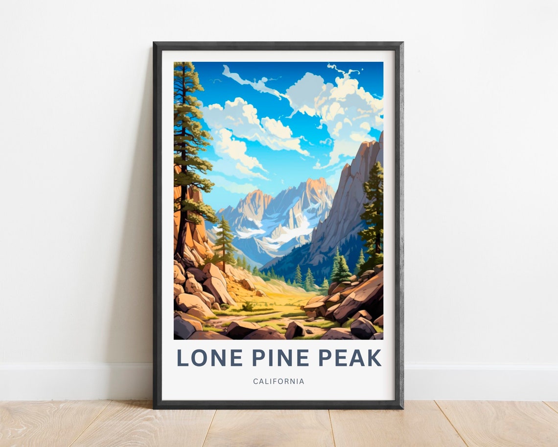 Lone Pine Peak California Alpine Pines Retro Style Travel Poster