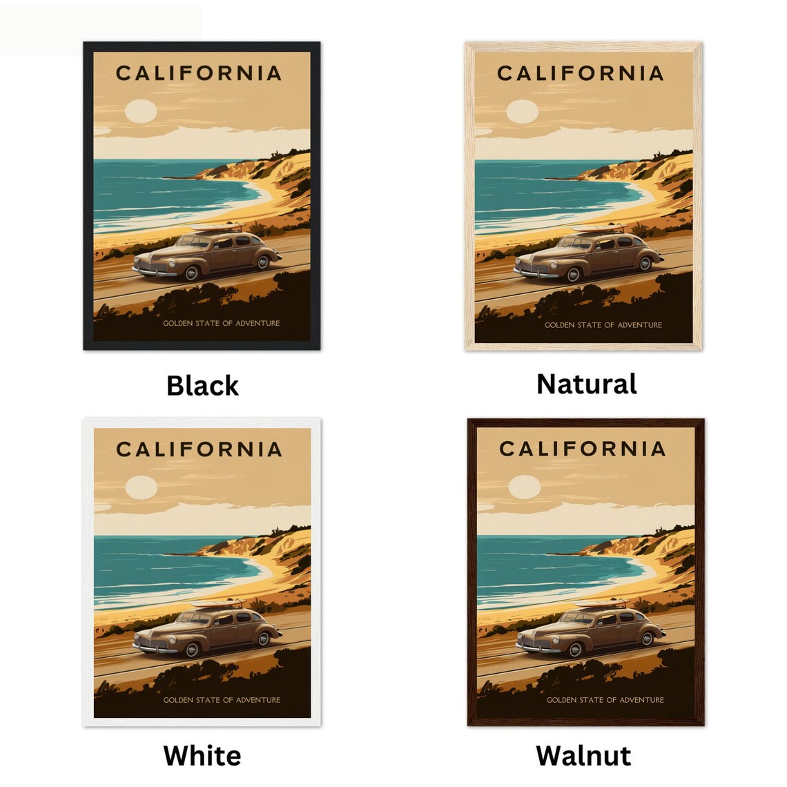 California Vintage Surf Car Beach Coastal Adventure Travel Poster - Image 4