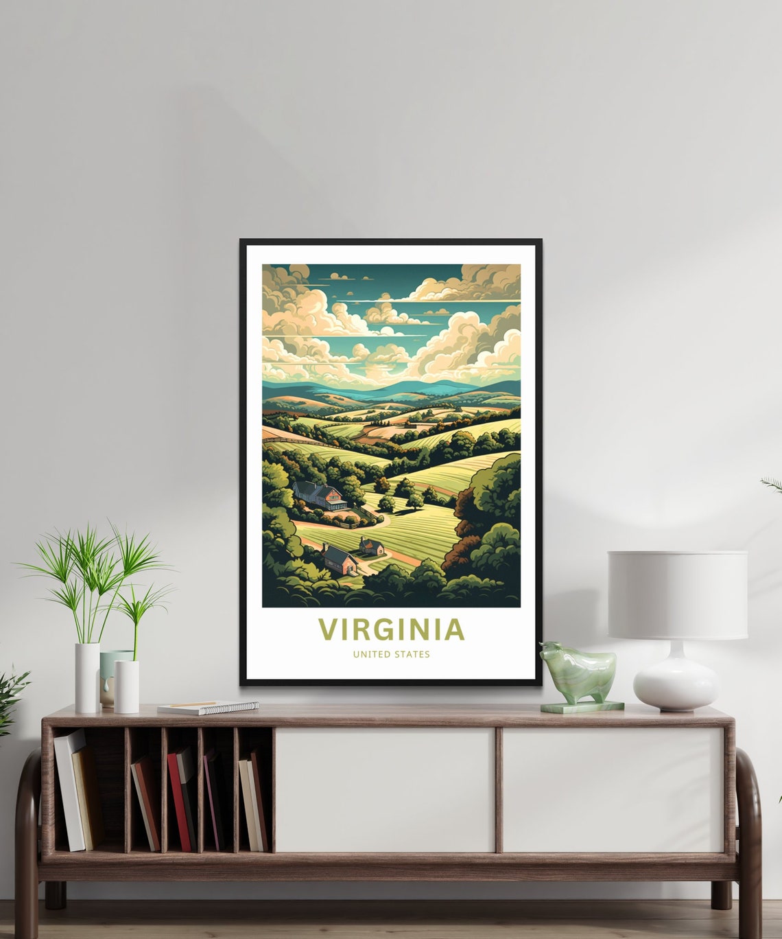 Personalized Virginia Rolling Farmland Vintage Travel Poster - Image 2