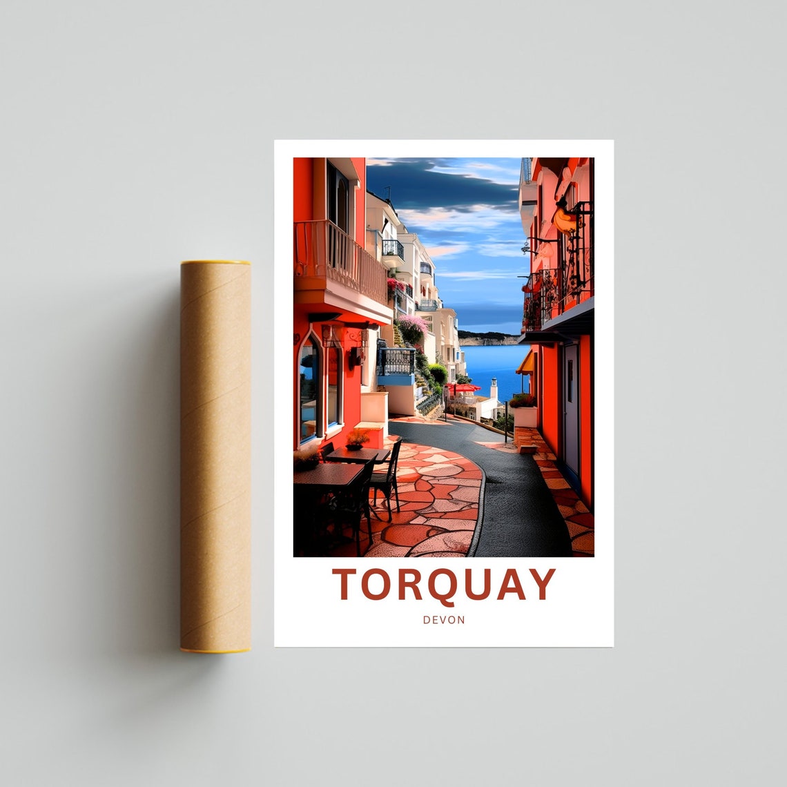 Torquay Devon Colorful Seaside Street Coastal England Travel Poster - Image 4