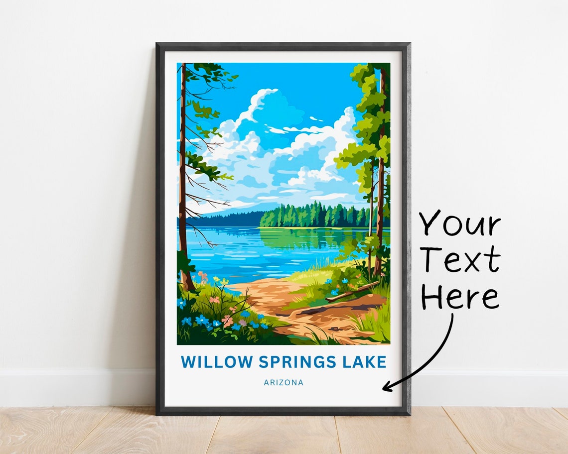 Personalized Willow Springs Lake Arizona Custom Name Travel Poster