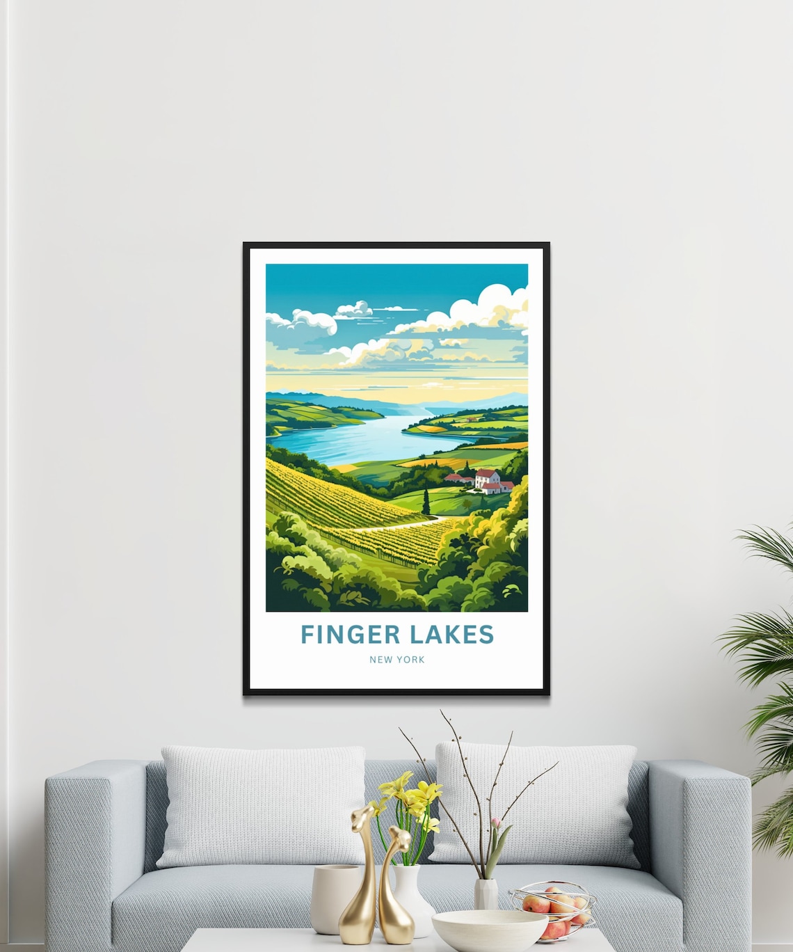 Finger Lakes New York Lake Vineyard Valley Vintage Travel Poster - Image 3