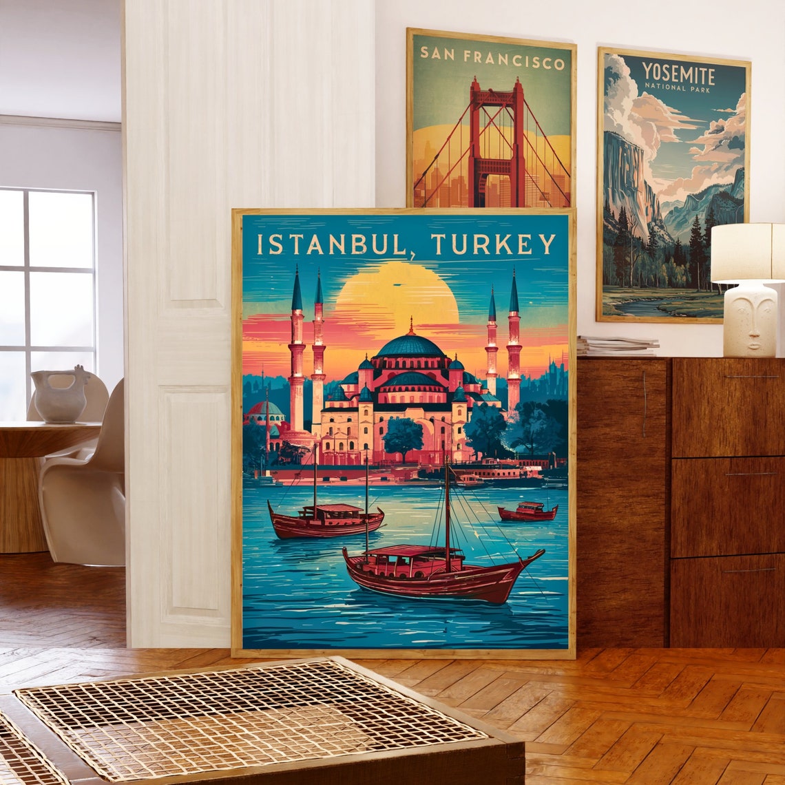 Istanbul Turkey Vintage Sunset Mosque Retro Style Travel Poster - Image 5
