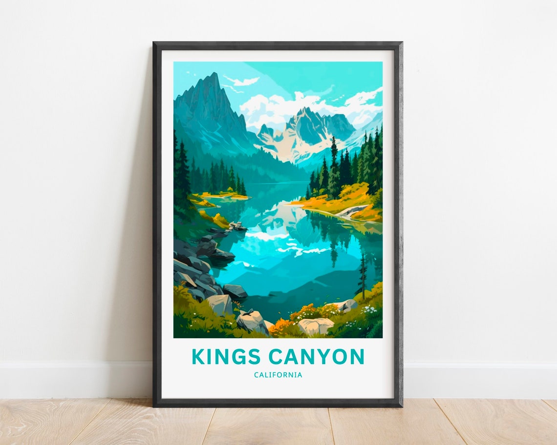 Kings Canyon California Alpine Lake Reflection Travel Poster