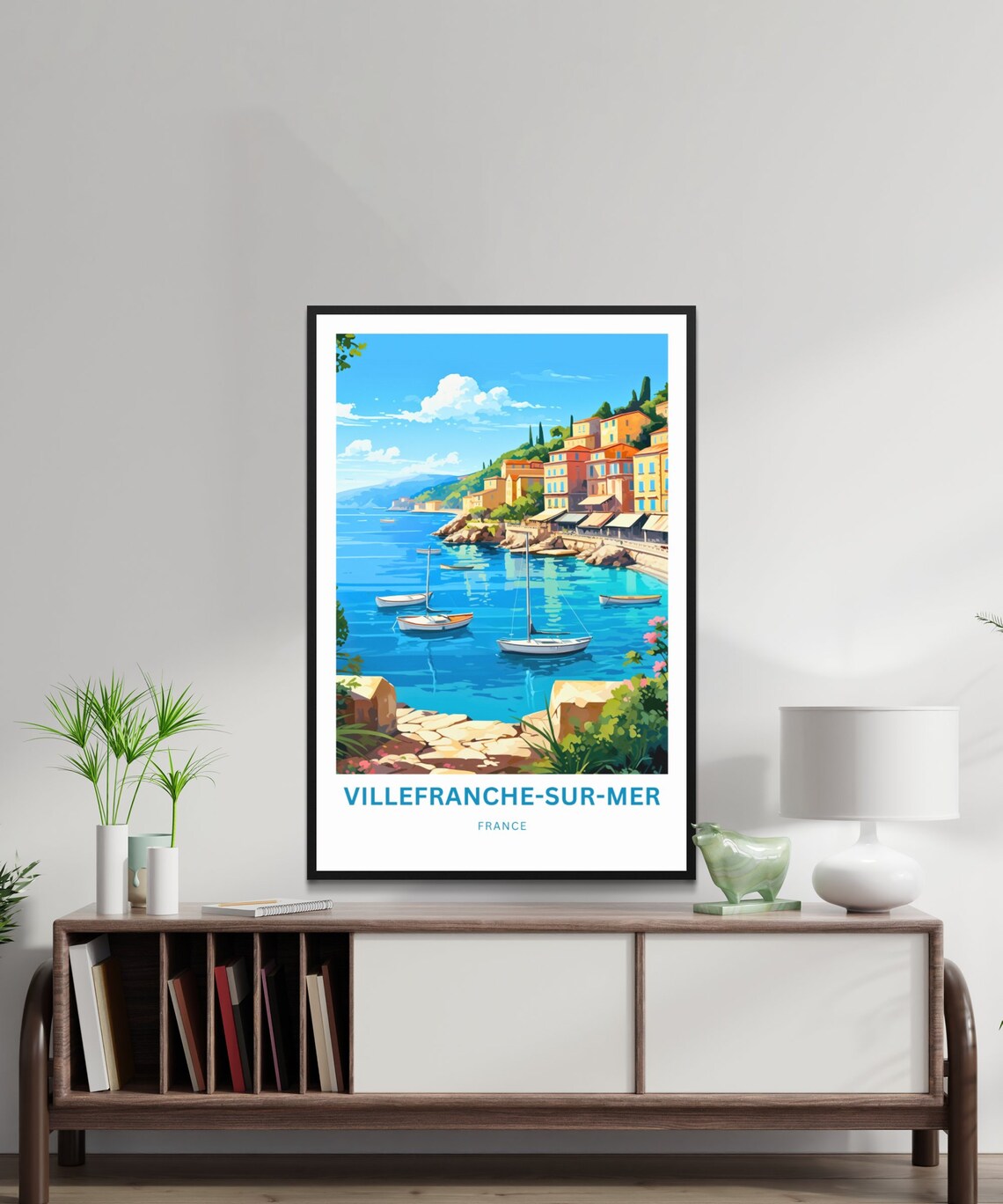 Villefranche Sur Mer France Riviera Harbor Sailboat Travel Poster - Image 4