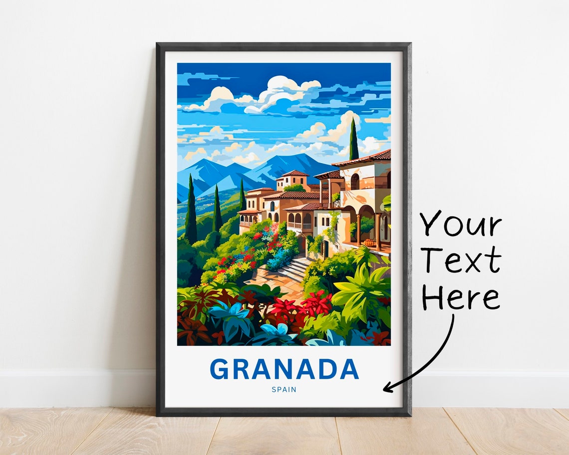 Granada Spain Personalized Sierra Hillside Villa Garden Poster