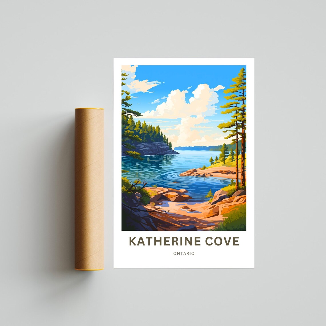 Katherine Cove Ontario Rocky Pine Lake Personalized Travel Poster - Image 4