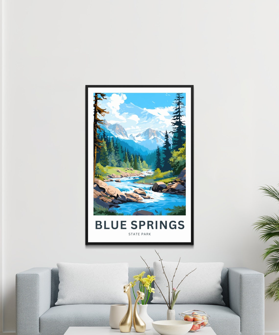 Blue Springs Personalized Travel Poster Mountain Stream Custom Text - Image 3
