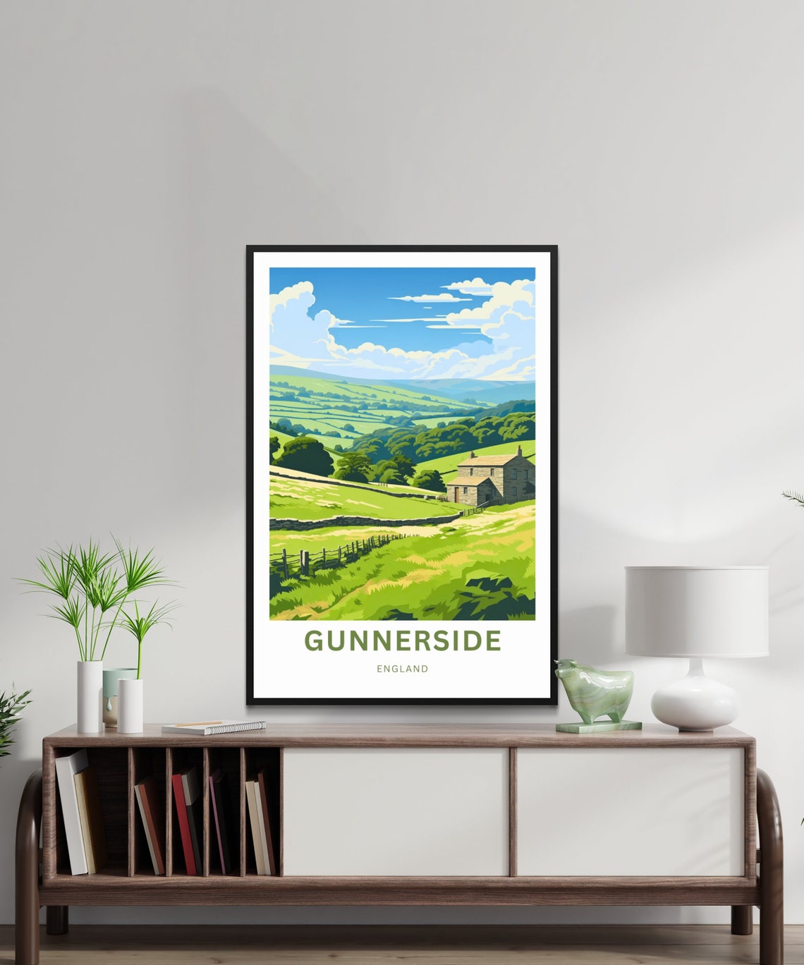 Gunnerside England Yorkshire Dales Valley Vintage Travel Poster - Image 3