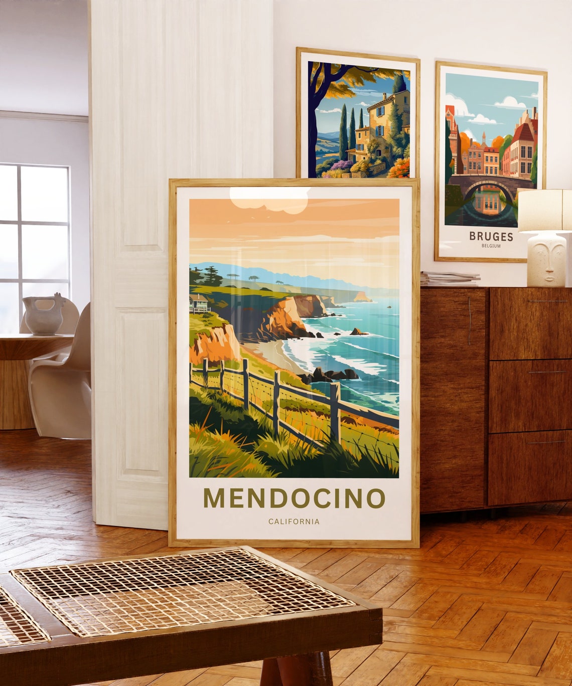Mendocino California Cliff Sunset Customizable Coastal Travel Poster - Image 5