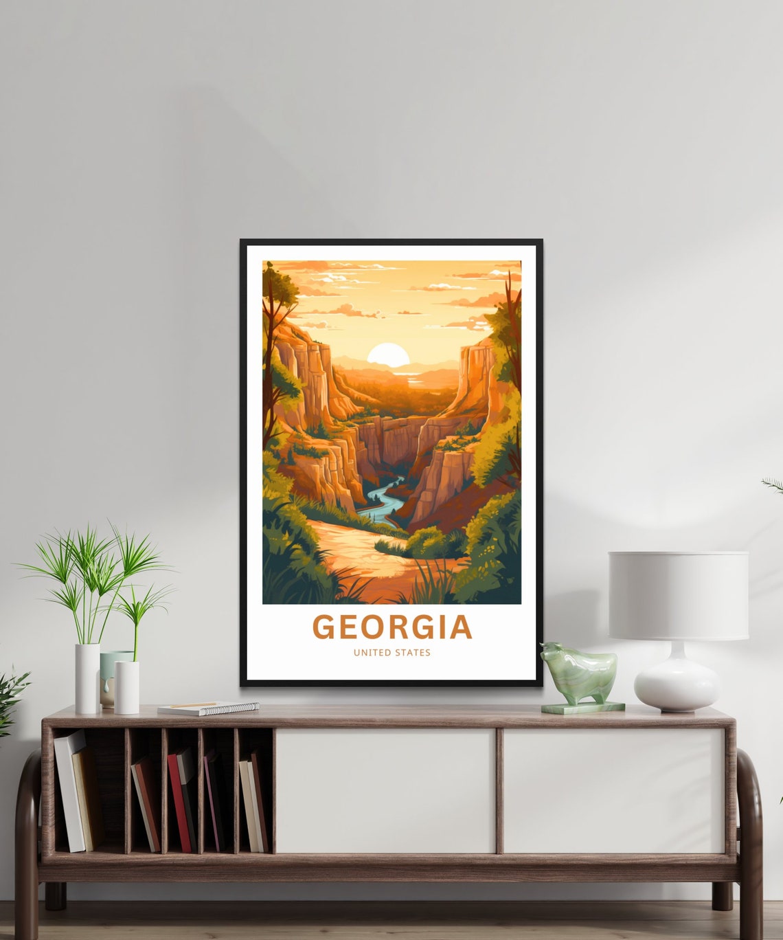 Georgia Canyon Sunset River Gorge Custom Text Travel Poster USA - Image 2