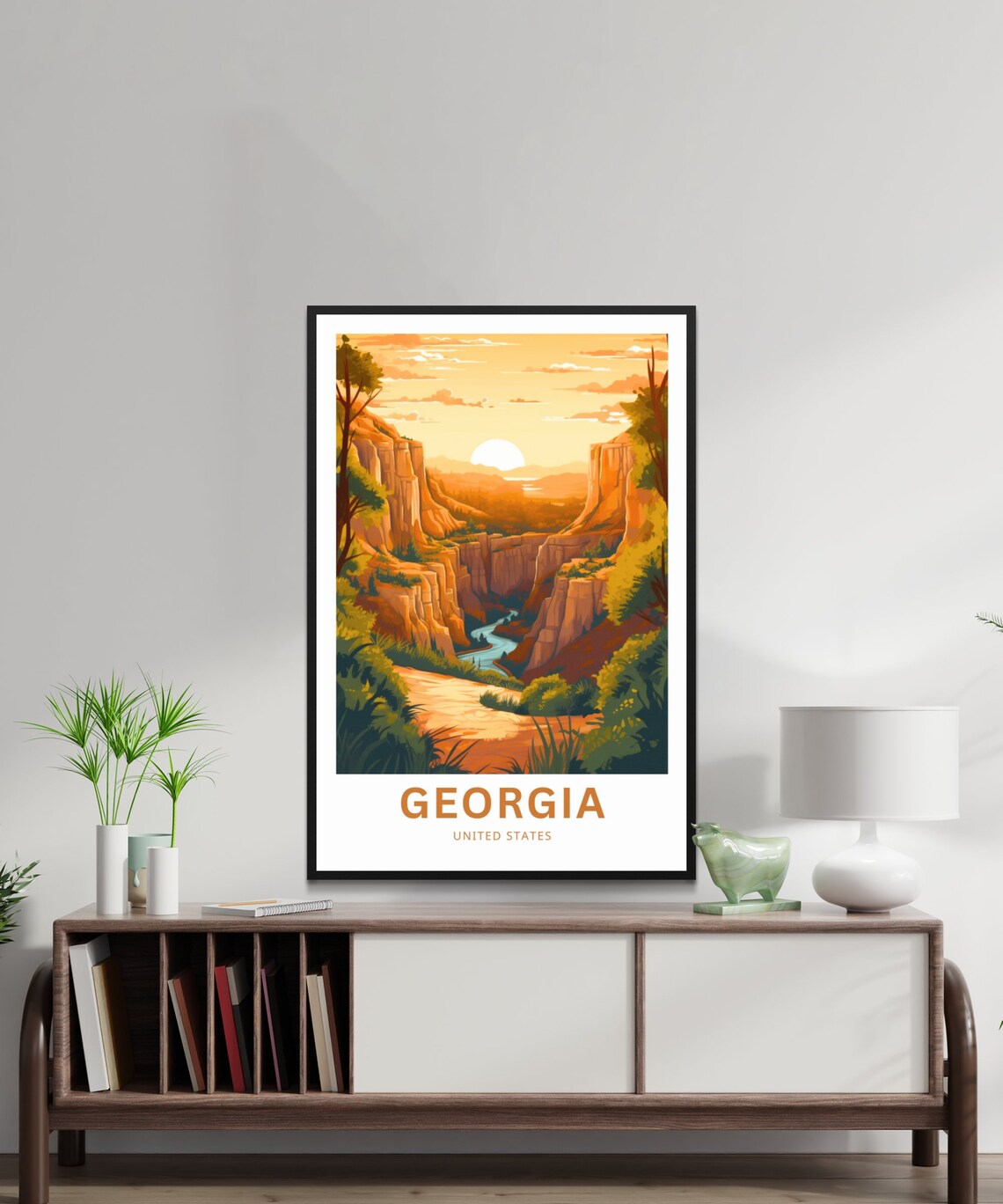 Georgia Canyon Sunset River Gorge Golden Hour Vintage Travel Poster - Image 2
