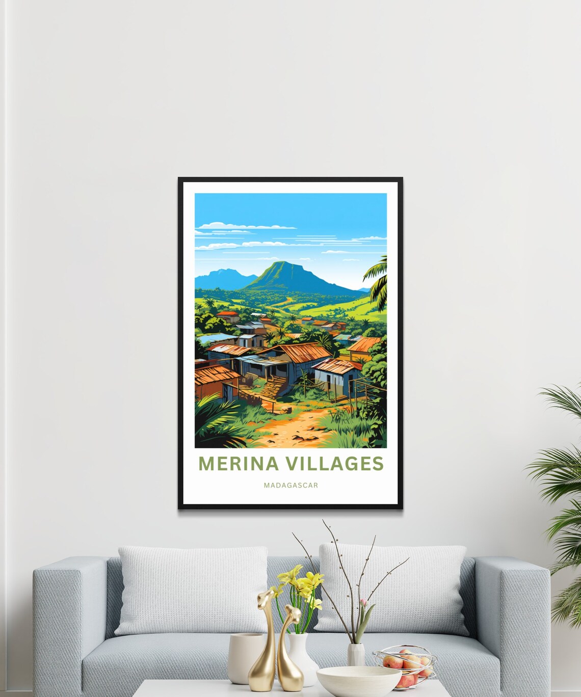 Merina Villages Madagascar Red Roof Village Mountain Travel Poster - Image 3