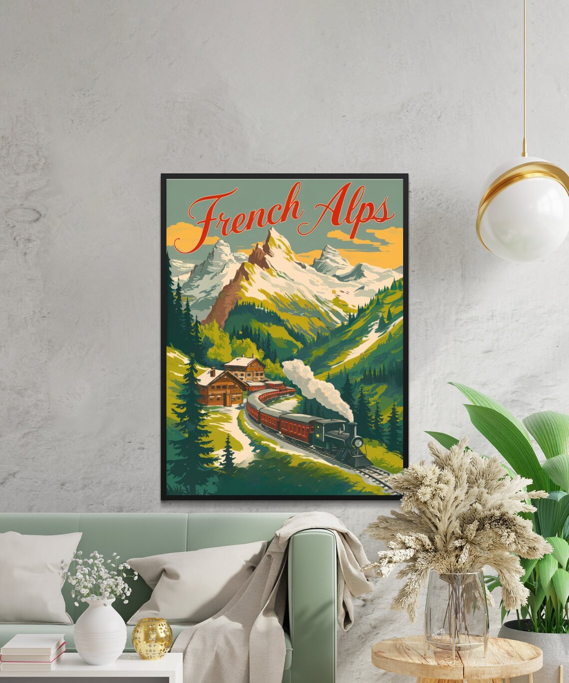 French Alps Vintage Travel Print French Alps Vintage Poster France Wall Art Framed Present Gift France Present - Image 2