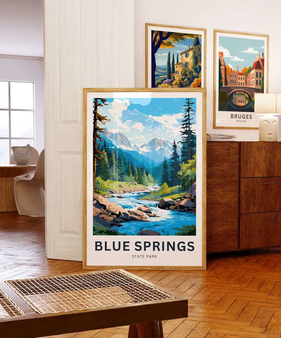 Blue Springs Personalized Travel Poster Mountain Stream Custom Text - Image 5