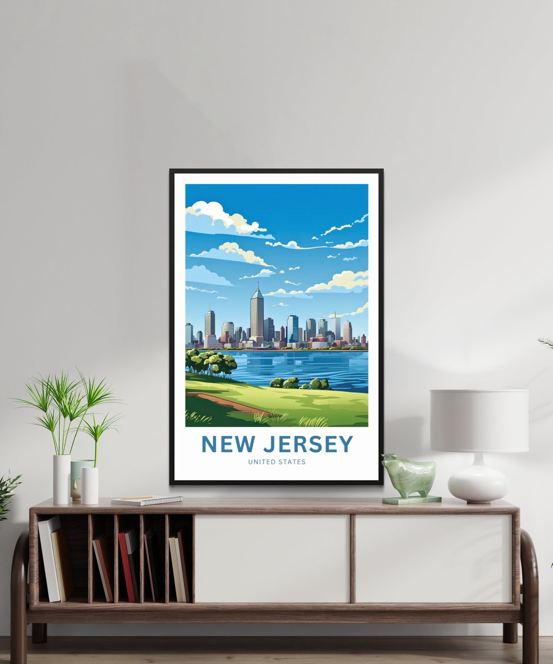 Personalized New Jersey Waterfront Park Skyline Travel Poster - Image 2