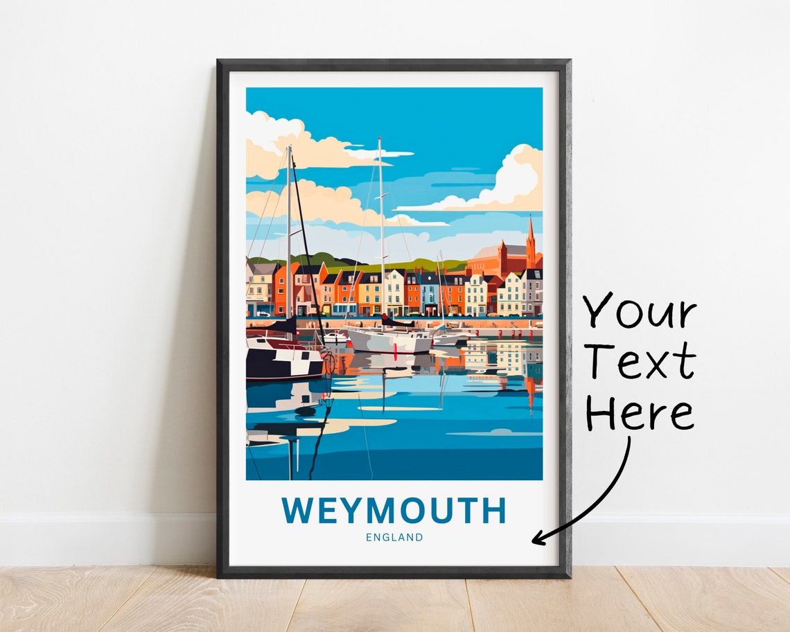 Personalized Weymouth England Sailboat Harbor Colorful Quayside Poster